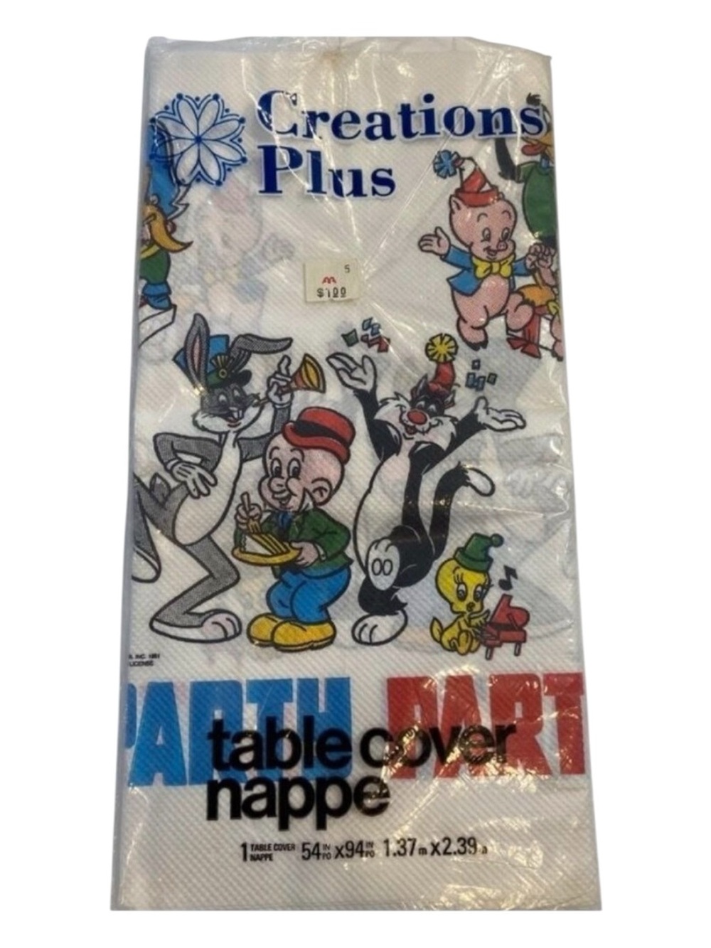 Rare Vintage 1981 Warner Bros. Looney Tunes Table Cover 54"x94" By Creations Plu